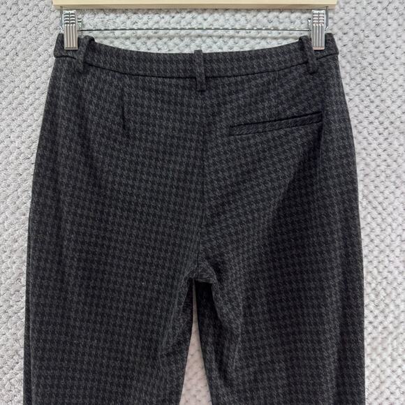 Theory Pants Womens 0 Black Houndstooth Ponte Stretch Slim Straight Mid Rise - Picture 7 of 14
